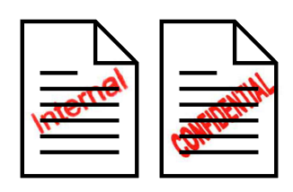 Paper documents stamped Internal and Confidential