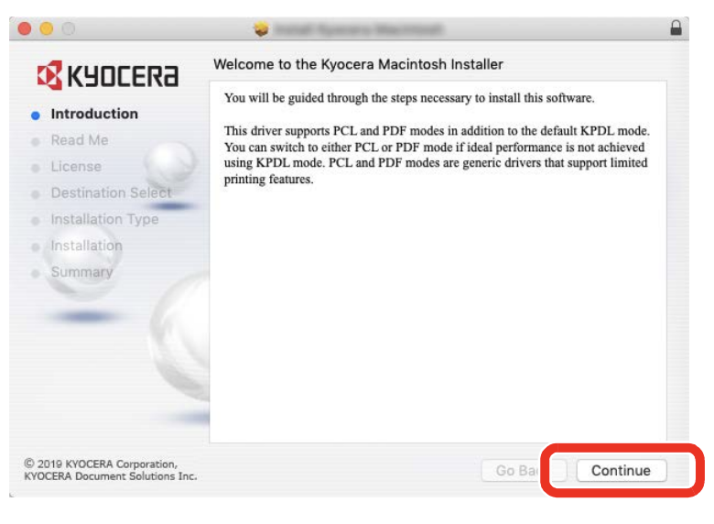 macOS Kyocera driver installer