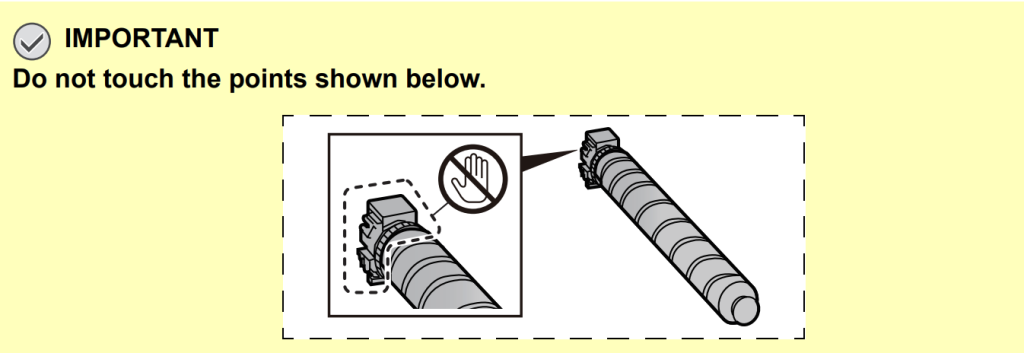 Do not touch the toner container contact points