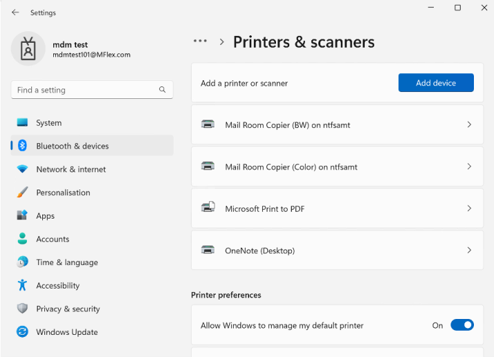 Windows add printer settings